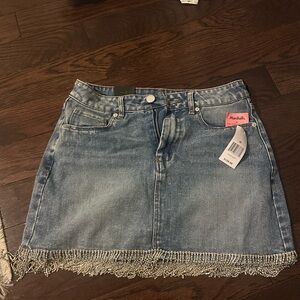 (NWT) BLANK NYC JEAN FRINGE SKIRT (rhinestones)